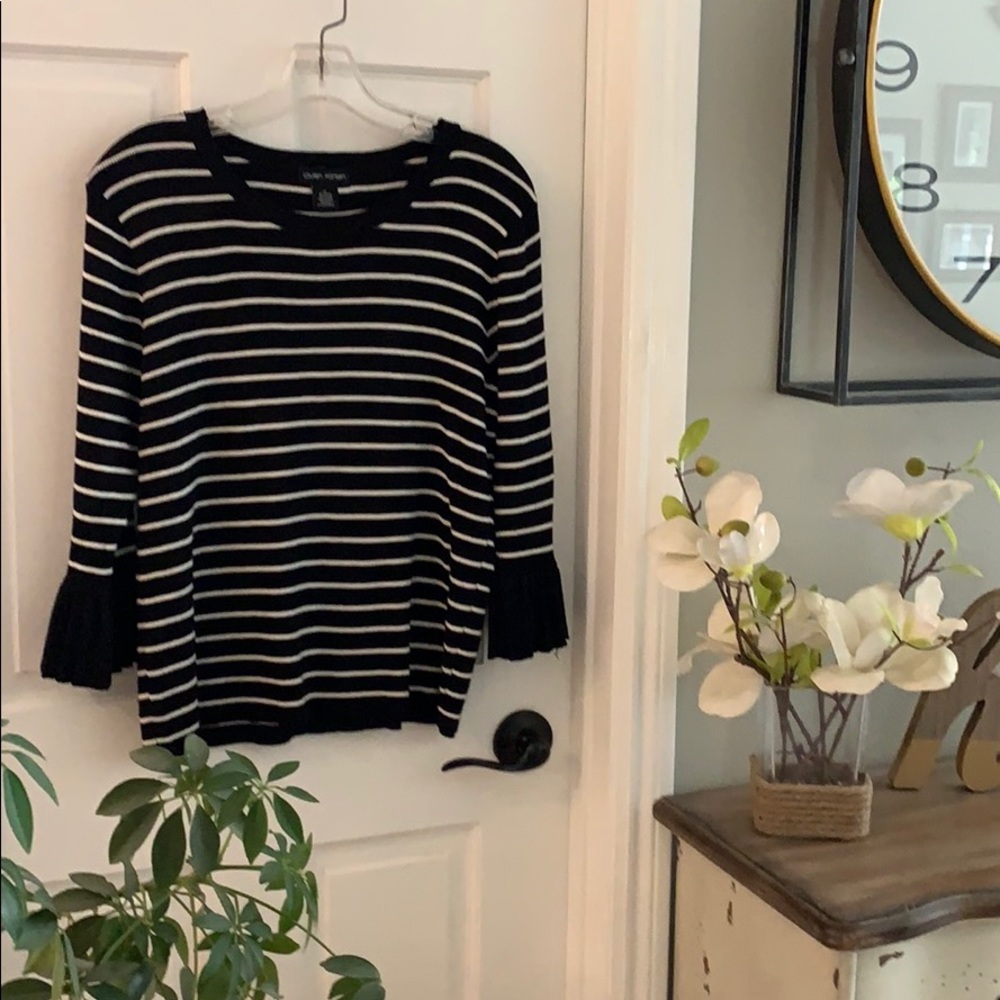 Lauren Hansen Striped 3/4” Sleeve Sweater